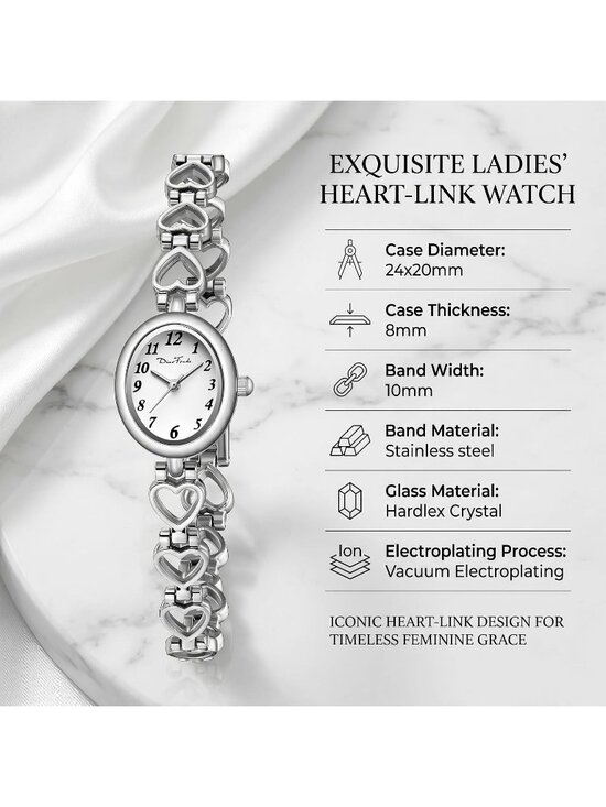 Women\'s Silver Analog Quartz Oval Waterproof Vintage Bracelet Luxury Wrist Watch
